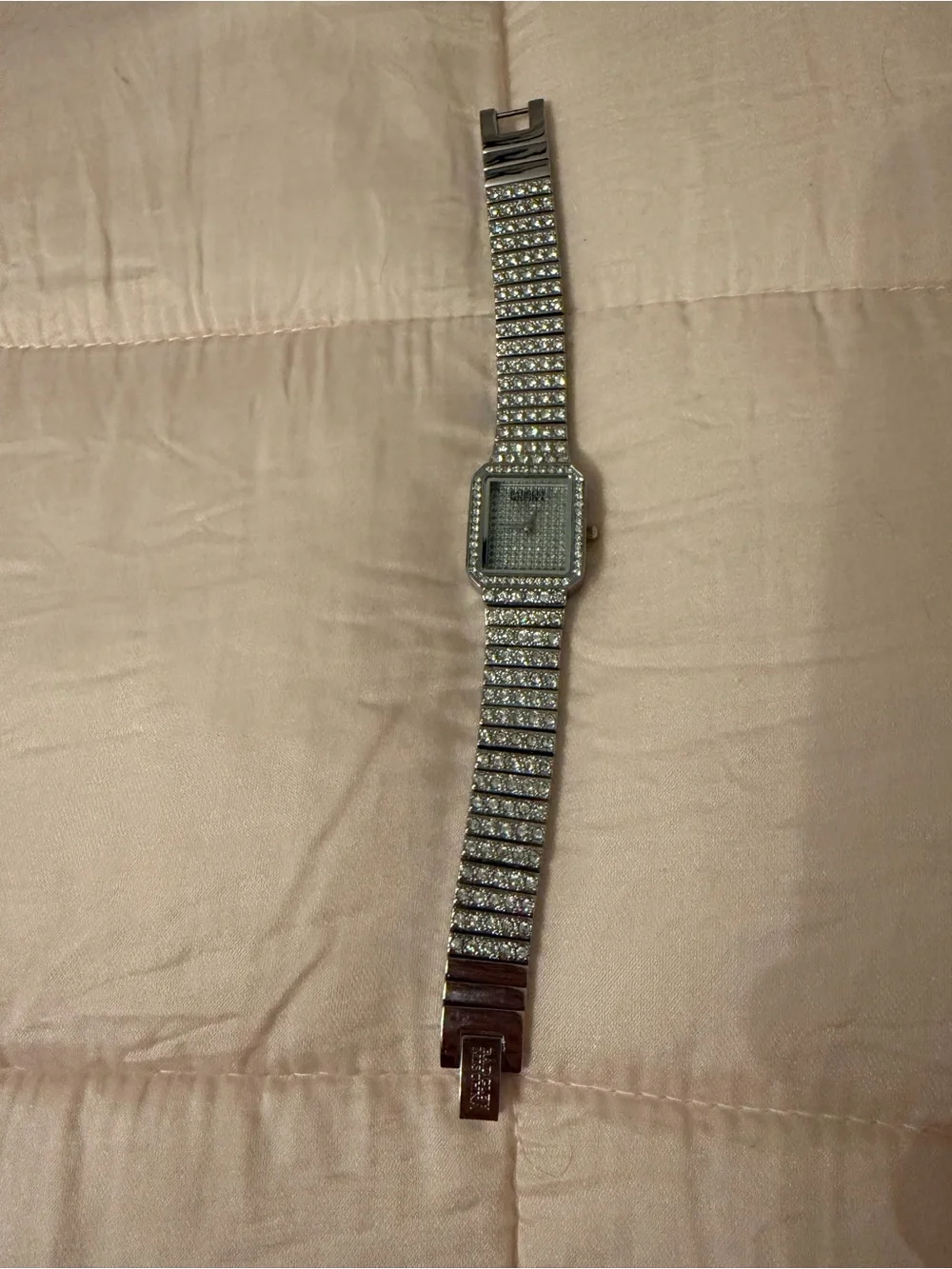 Badgley Mischka watch ladies silver tone swarovski crystals rhinestones